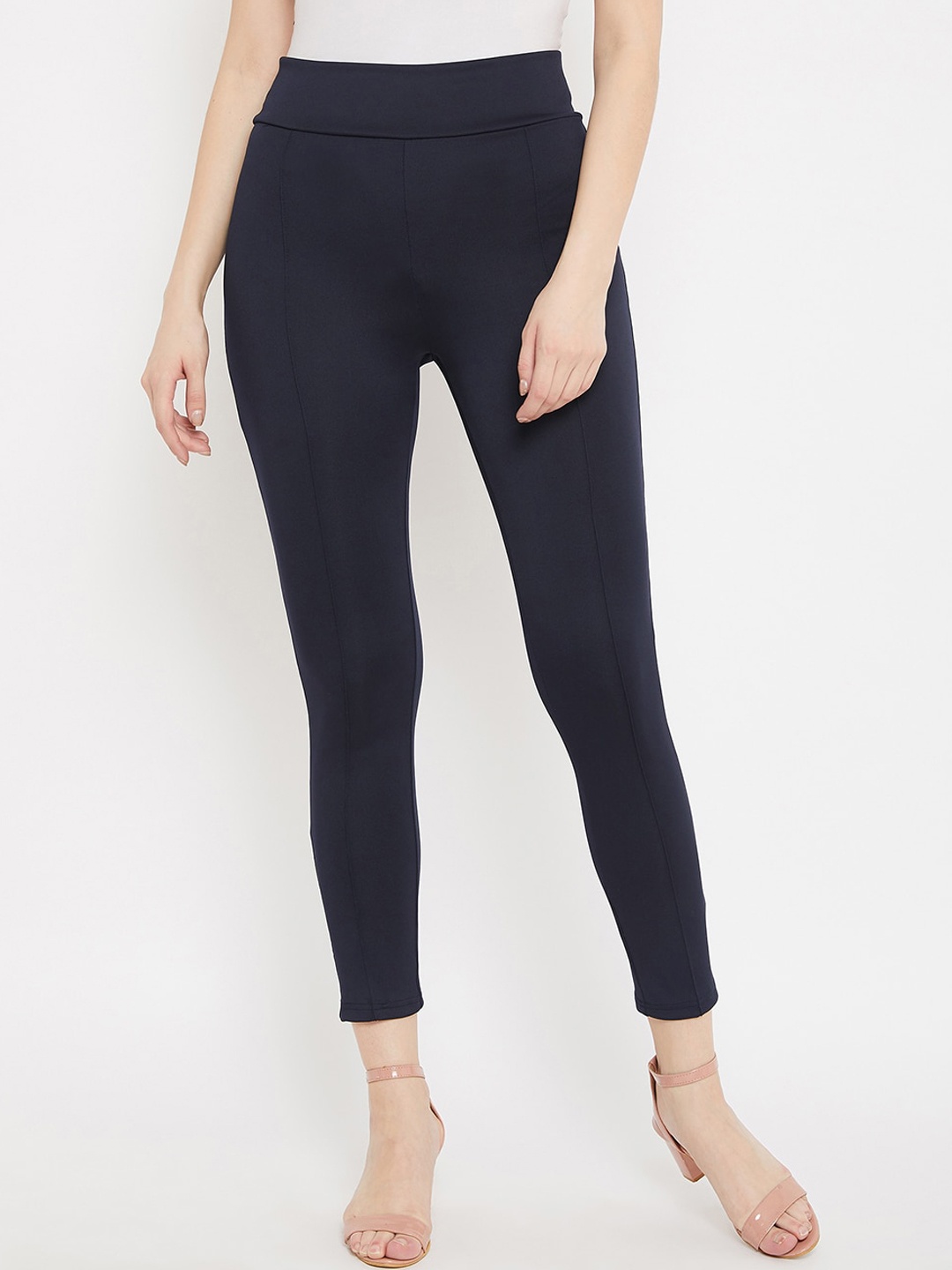 

Nun Women Navy Blue Solid Skinny-Fit Treggings