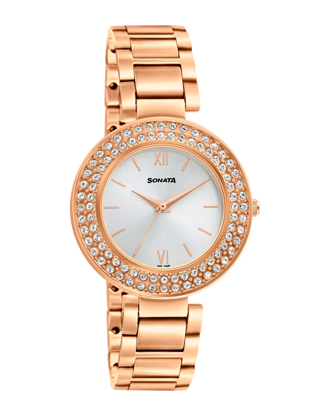 

Sonata Women Silver-Toned & Rose Gold Analogue Watch 87033WM02