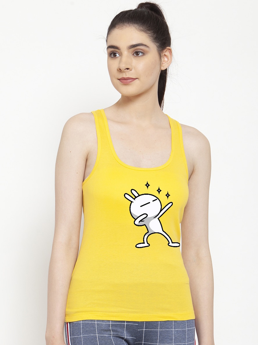 

Friskers Yellow & White Print Tank Top