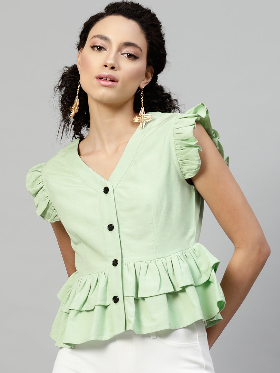 

STREET 9 Sea Green Peplum Top