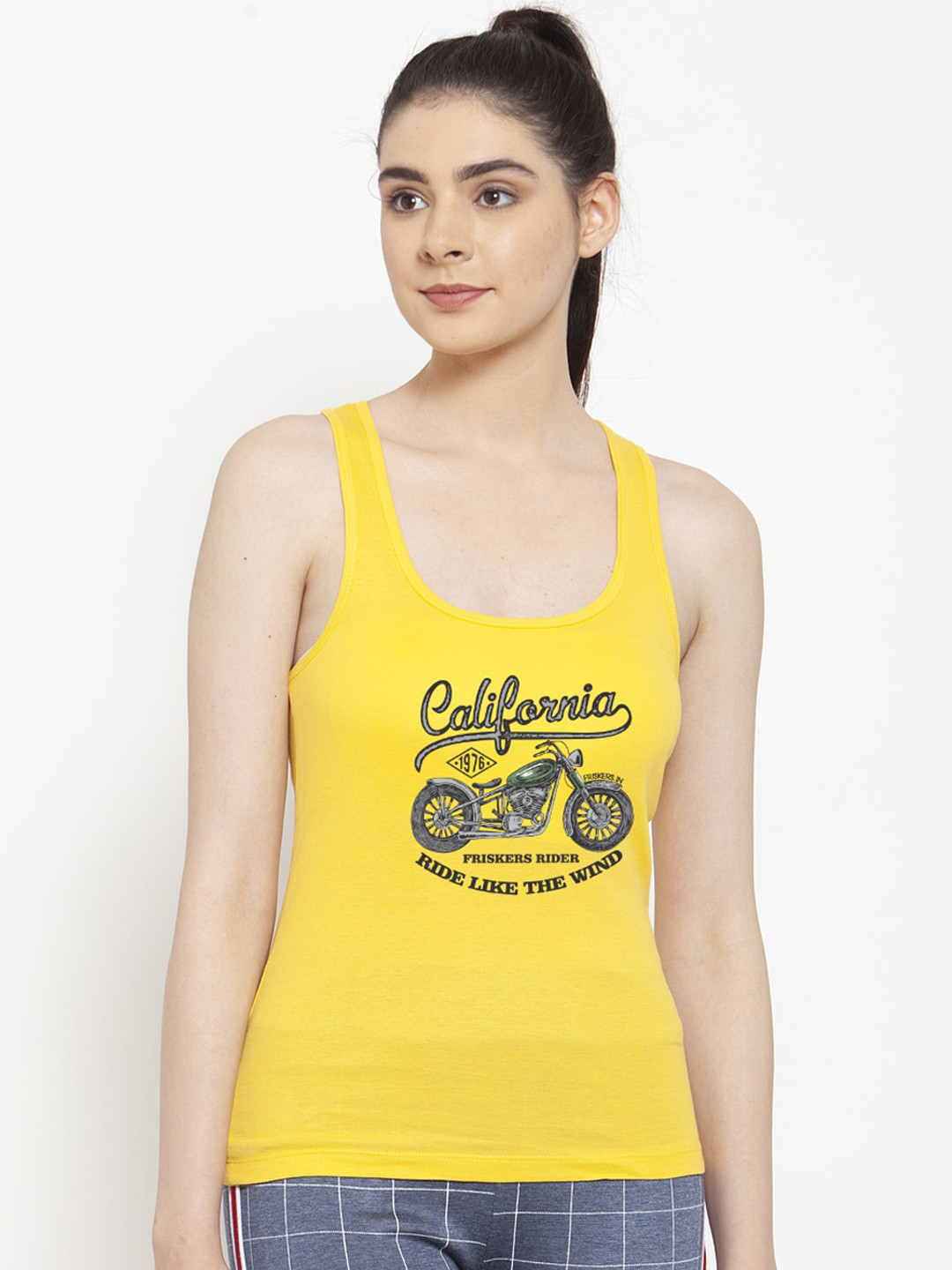 

Friskers Women Yellow & Black Printed Camisole