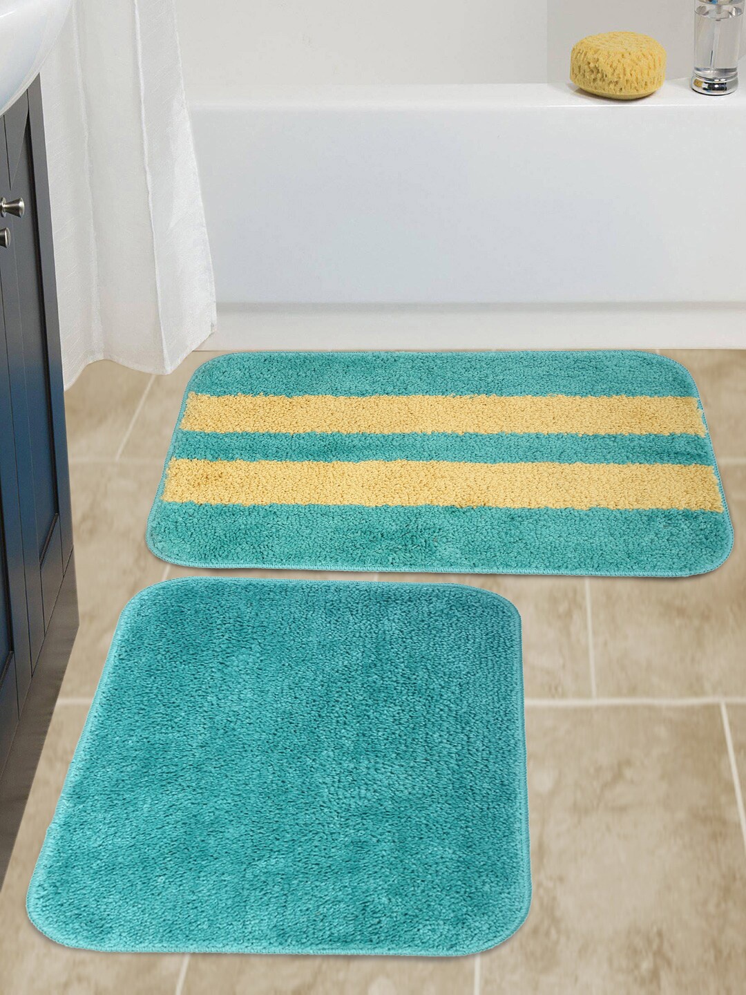 

HOSTA HOMES Pack of 2 Multicoloured Microfibre Antiskid Door Mat, Multi