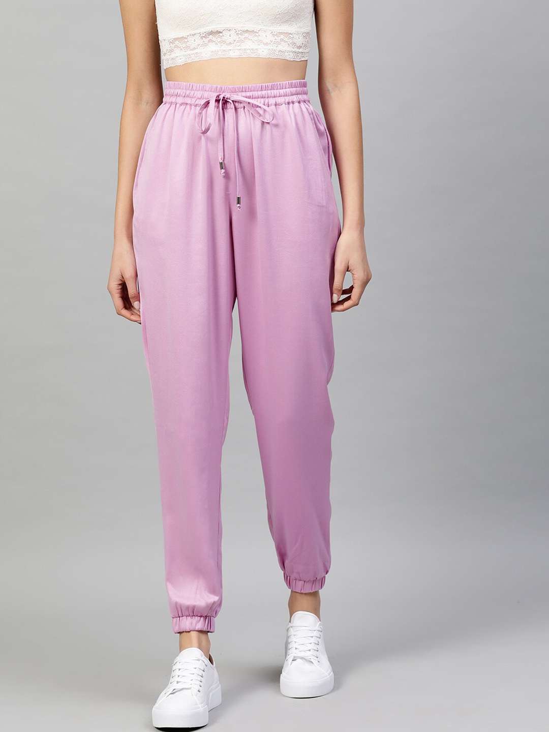

STREET 9 BASICS Women Lavender Regular Fit Solid Joggers