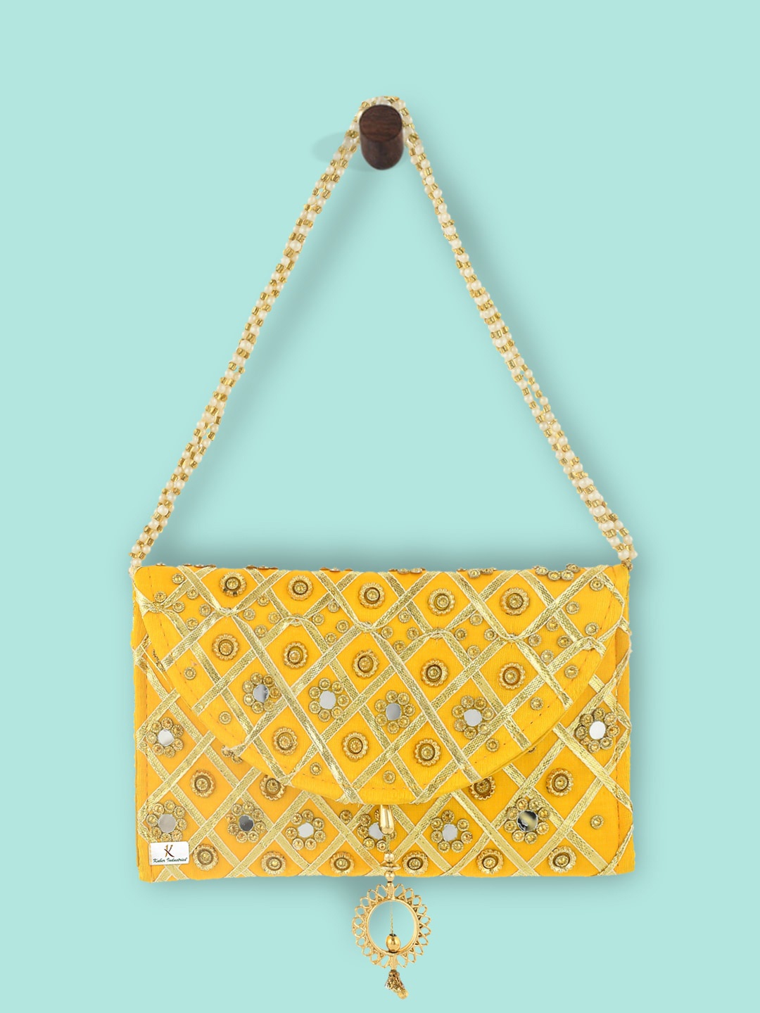 

Kuber Industries Yellow Set Of 2 Embellished Sling Bag