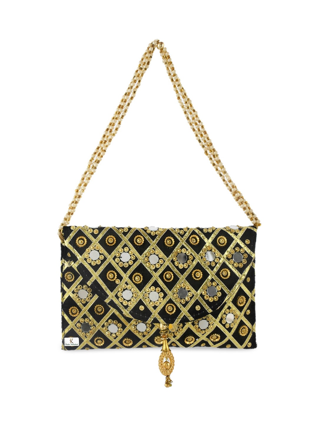 

Kuber Industries Black & Gold-Toned Embellished Sling Bag