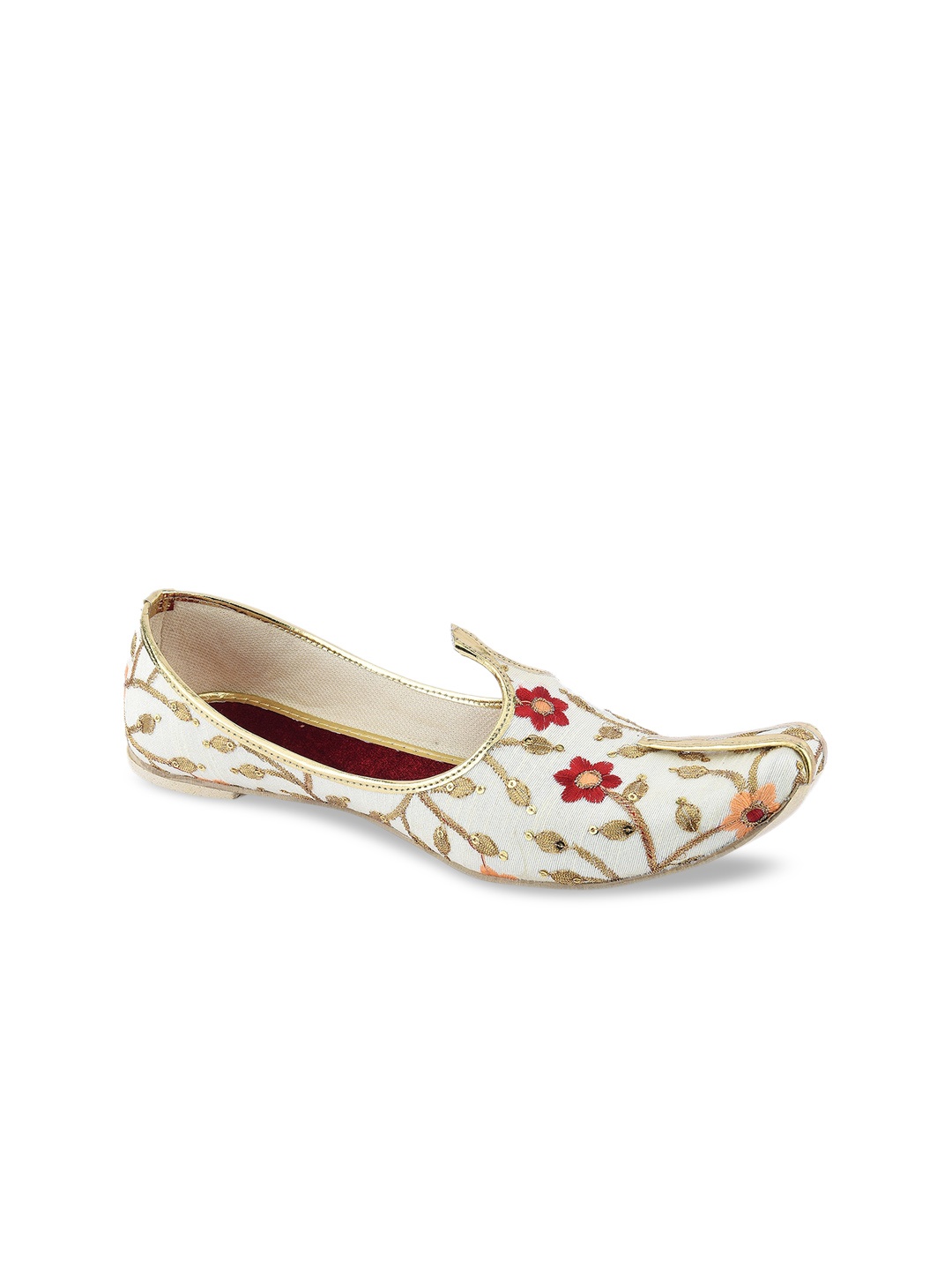 

DESI COLOUR Men White Woven Design Mojaris
