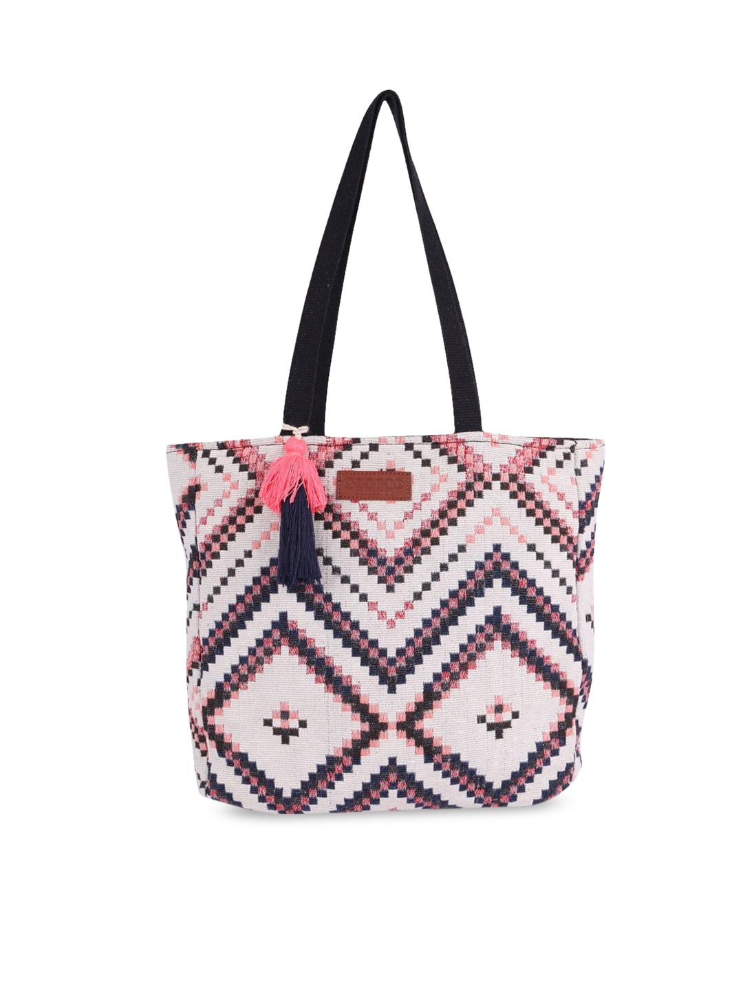 

ASTRID Pink Self Design Tote Bag