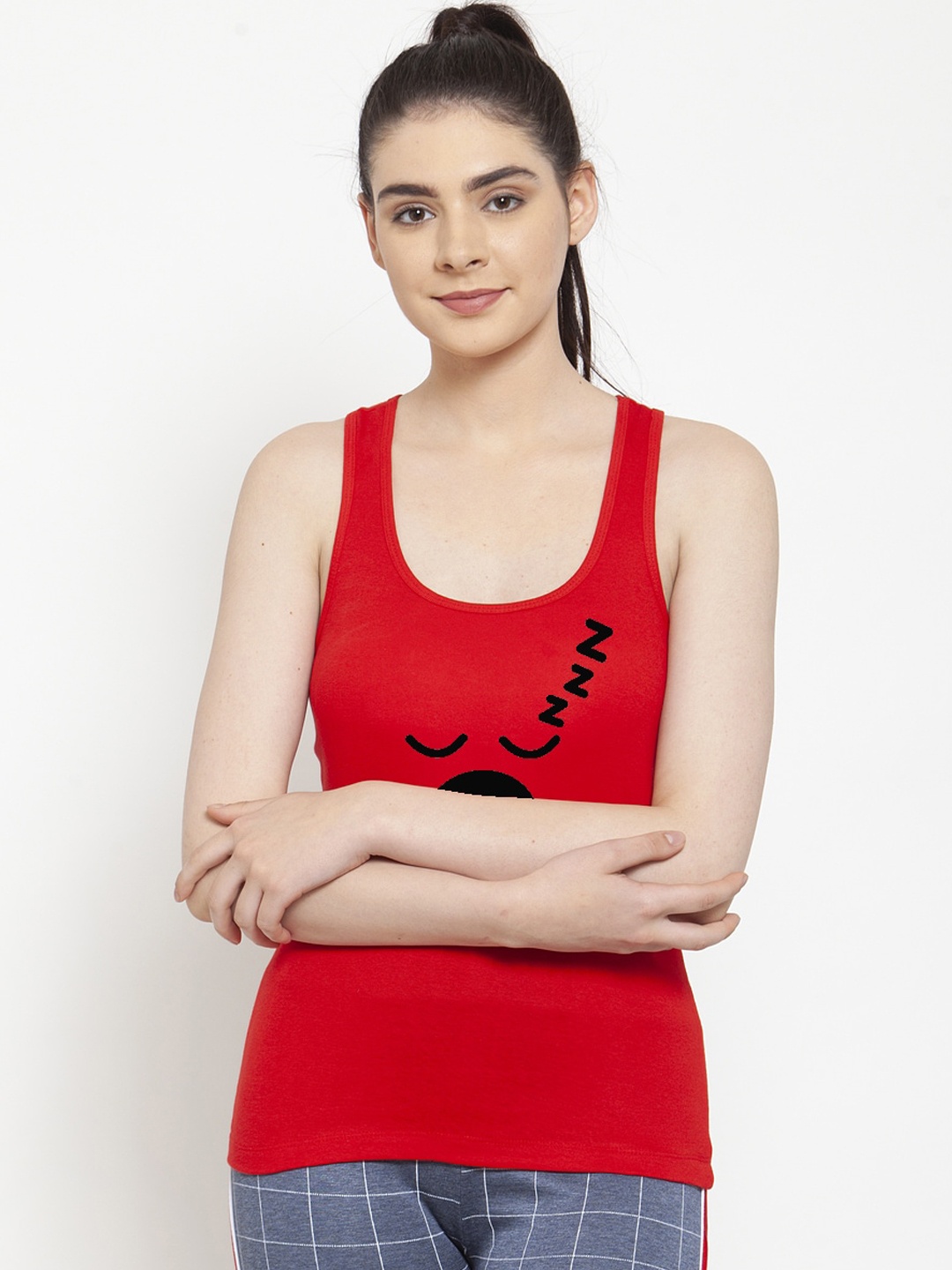 

Friskers Red & Black Print Top