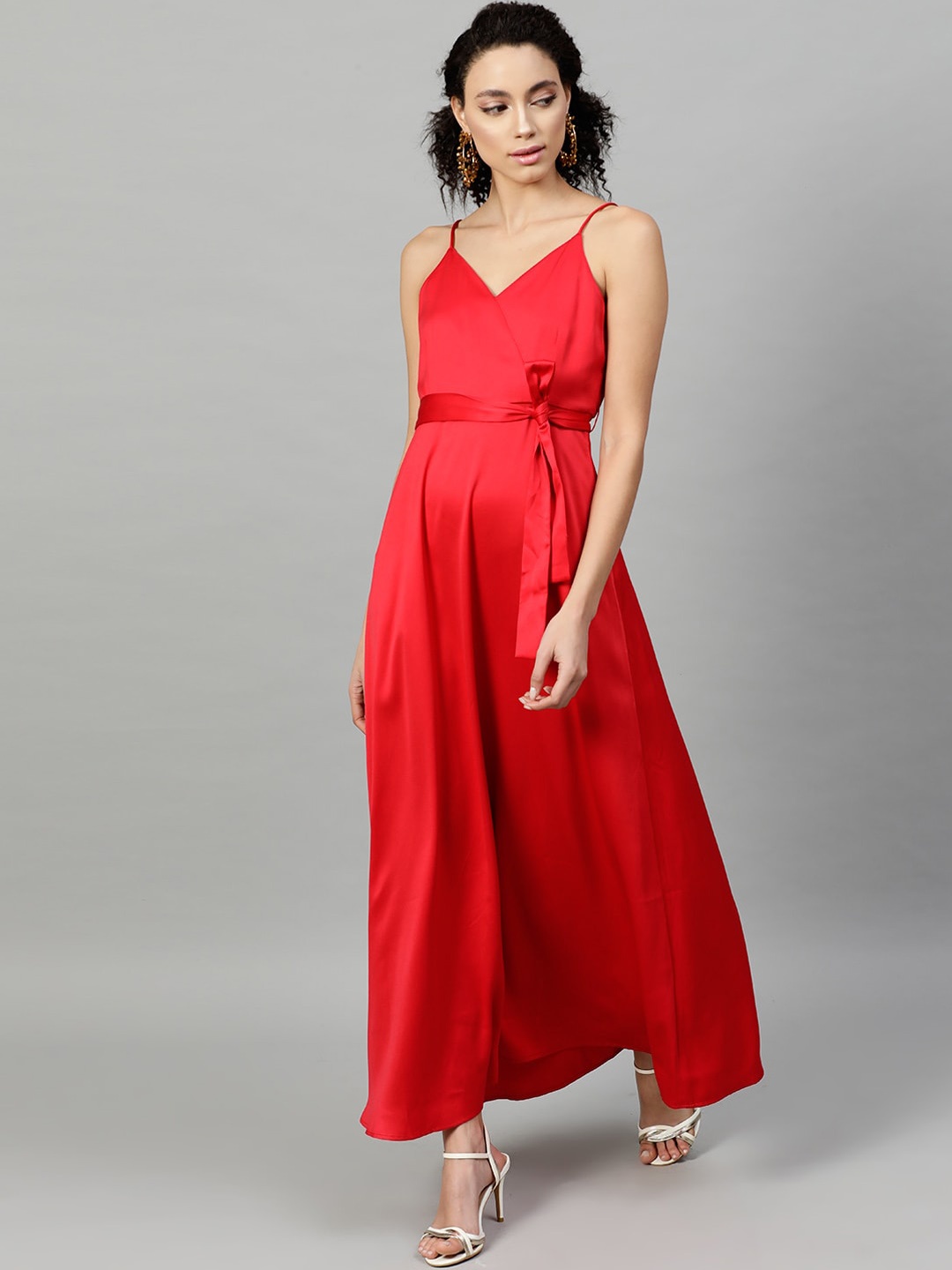 

STREET 9 Women Red Solid Maxi Dress