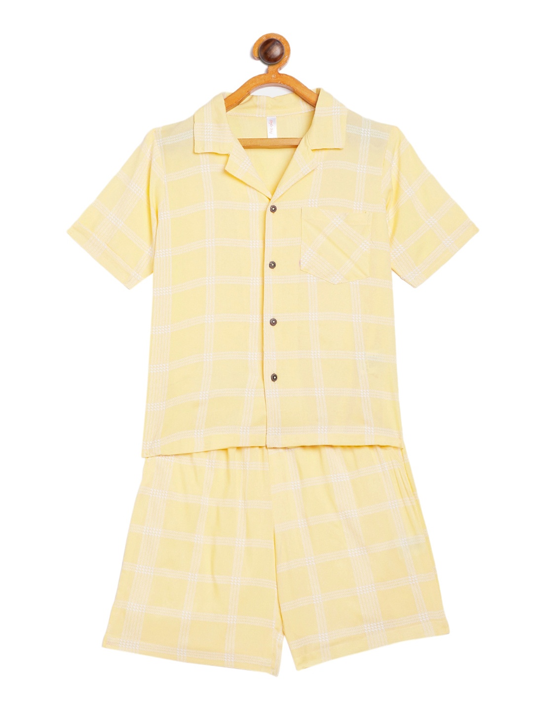 

Stylo Bug Kids Yellow & White Checked Night suit
