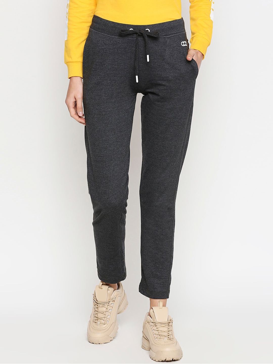 

Ajile by Pantaloons Women Grey Solid Slim-Fit Track Pants