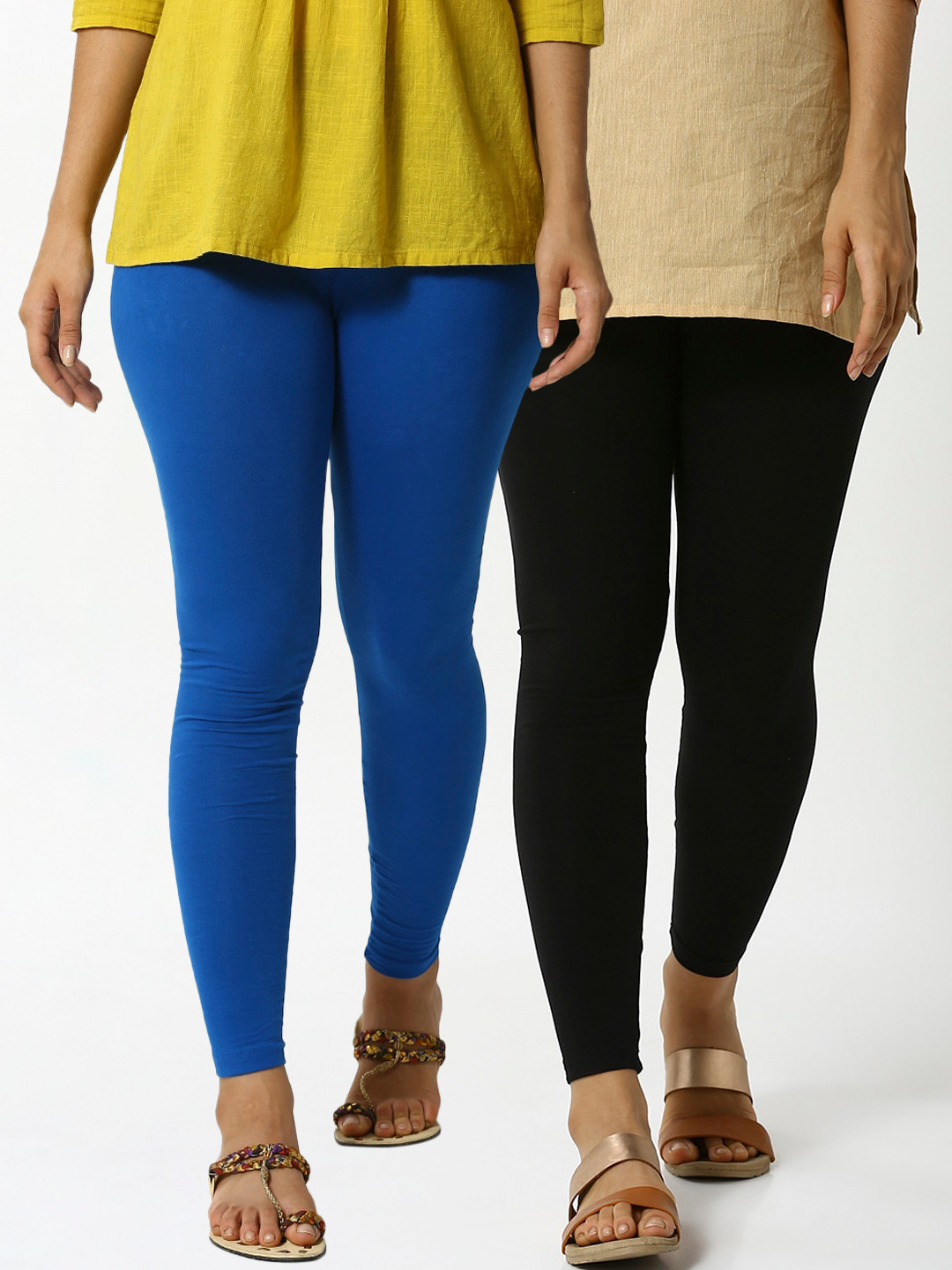 

De Moza Women Pack Of 2 Solid Ankle-Length Leggings, Black