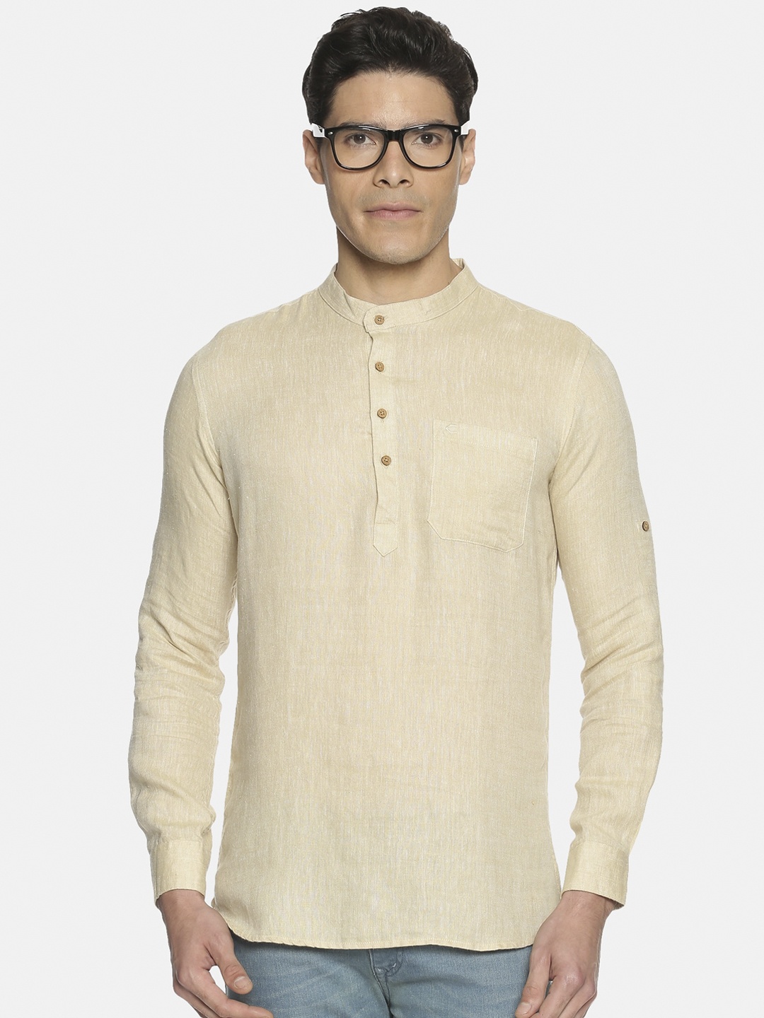 

Ecentric Men Cream-Coloured Eco-Friendly Kurta
