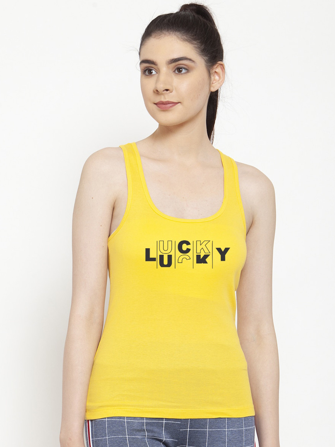 

Friskers Women Yellow & Black Printed Camisole