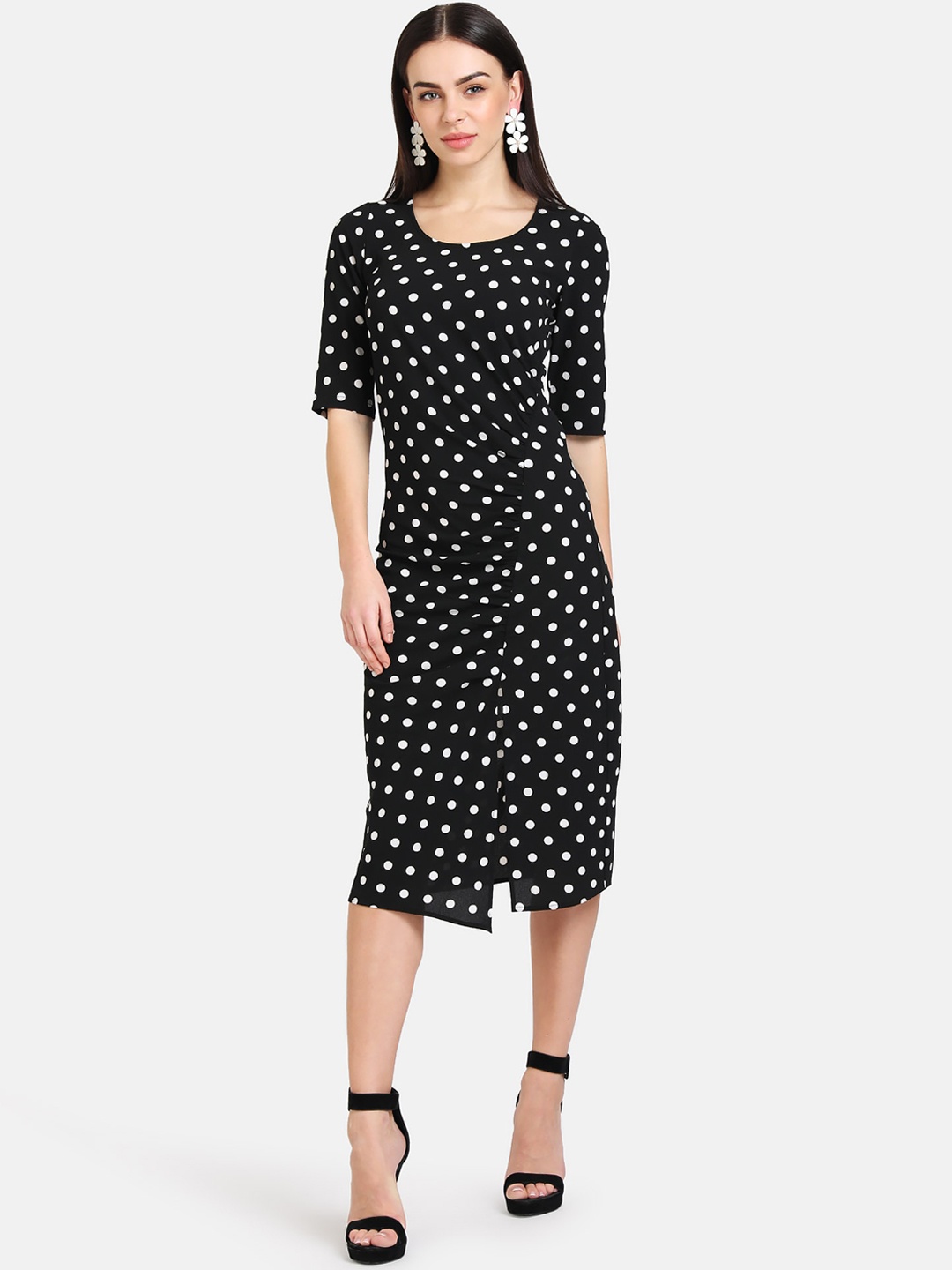 Kazo Women Black & White Printed Sheath Dress