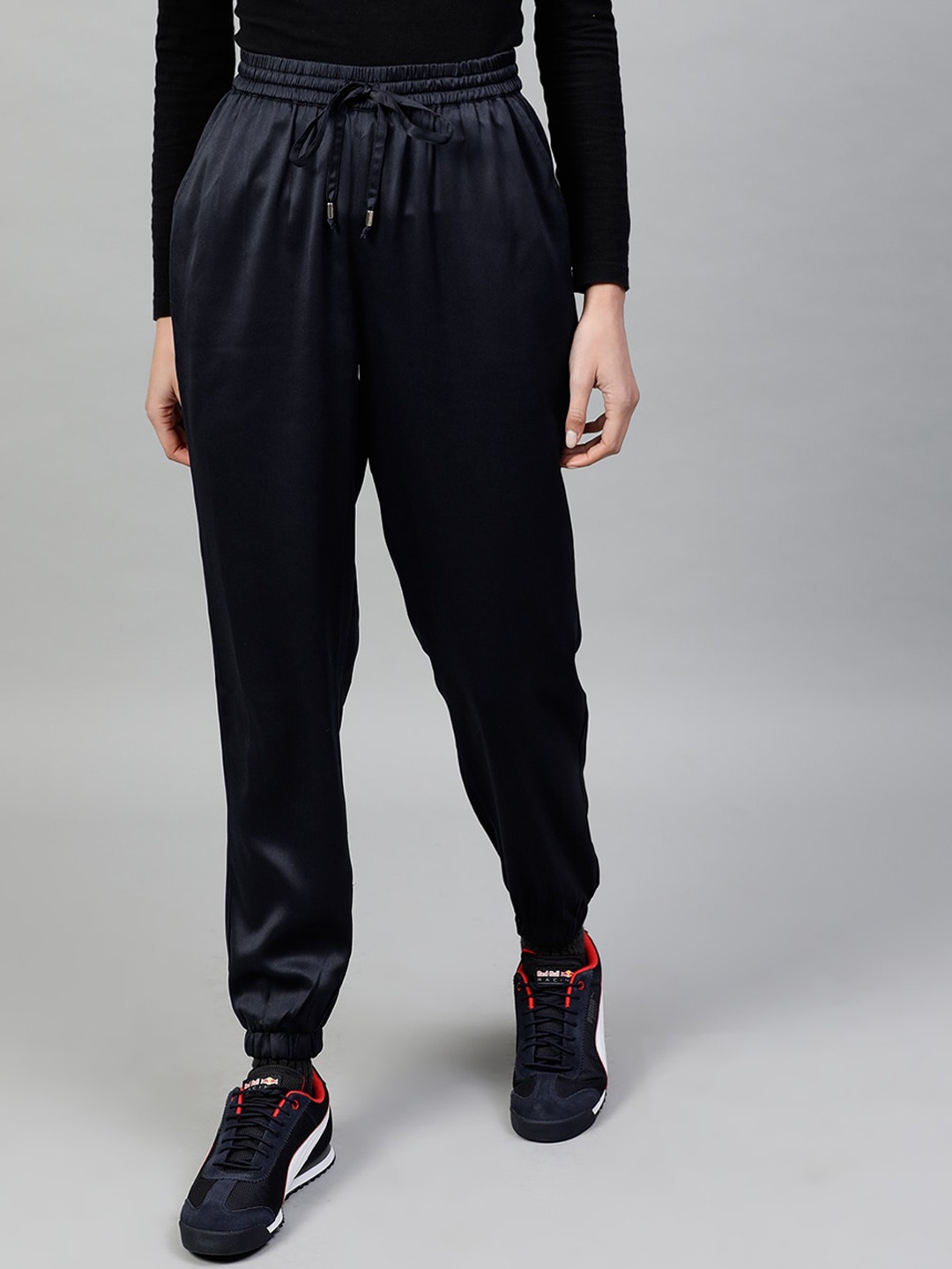STREET 9 BASICS Women Navy Blue Regular Fit Solid Joggers