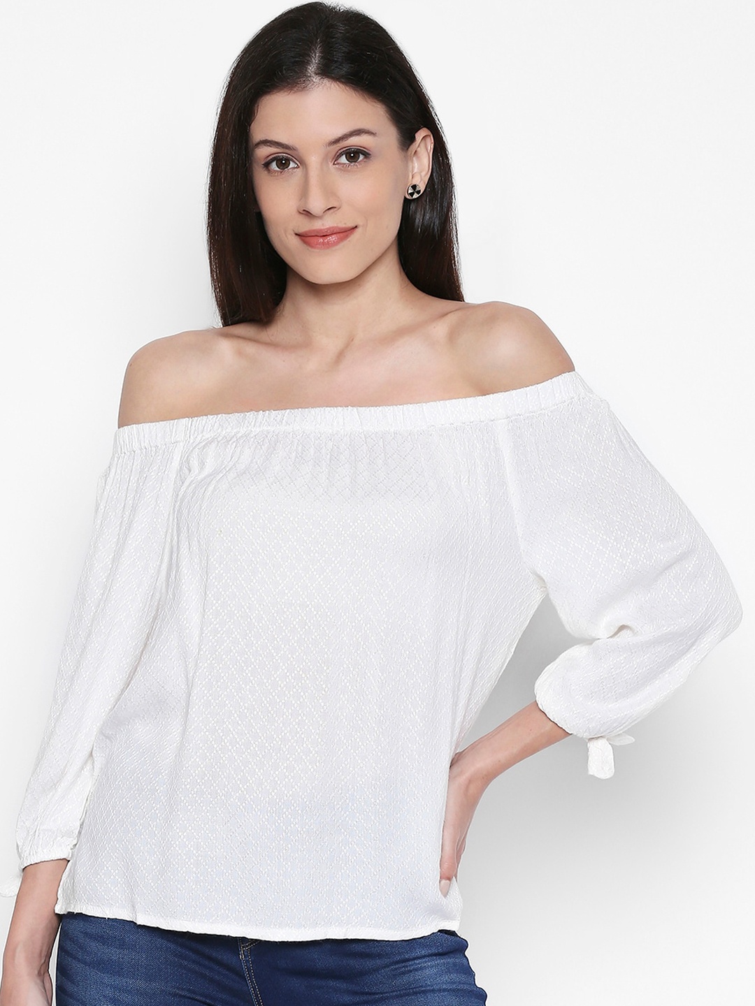 

People Off White Off-Shoulder Bardot Top
