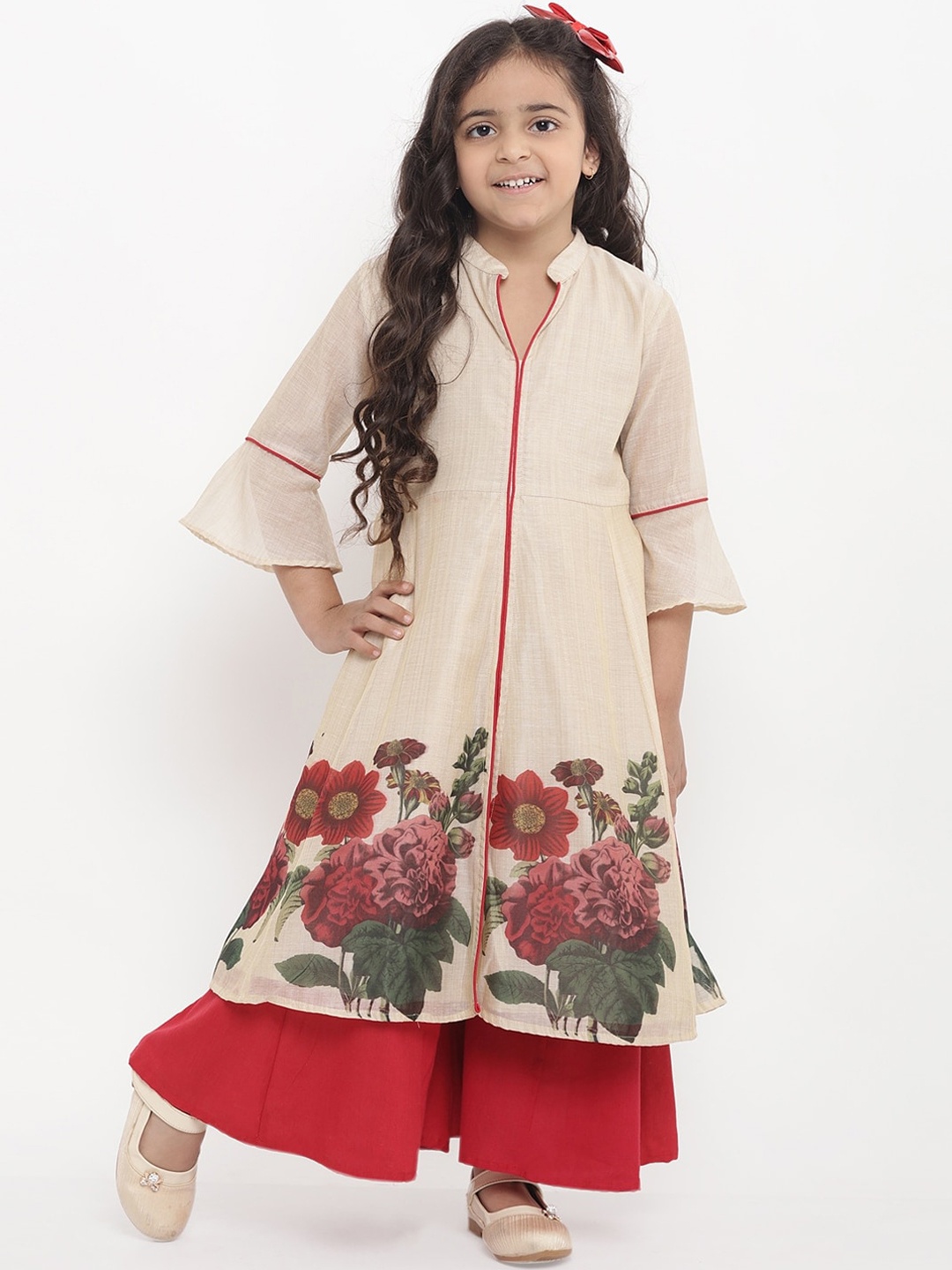

Bitiya by Bhama Girls Beige Printed Kurta with Palazzos