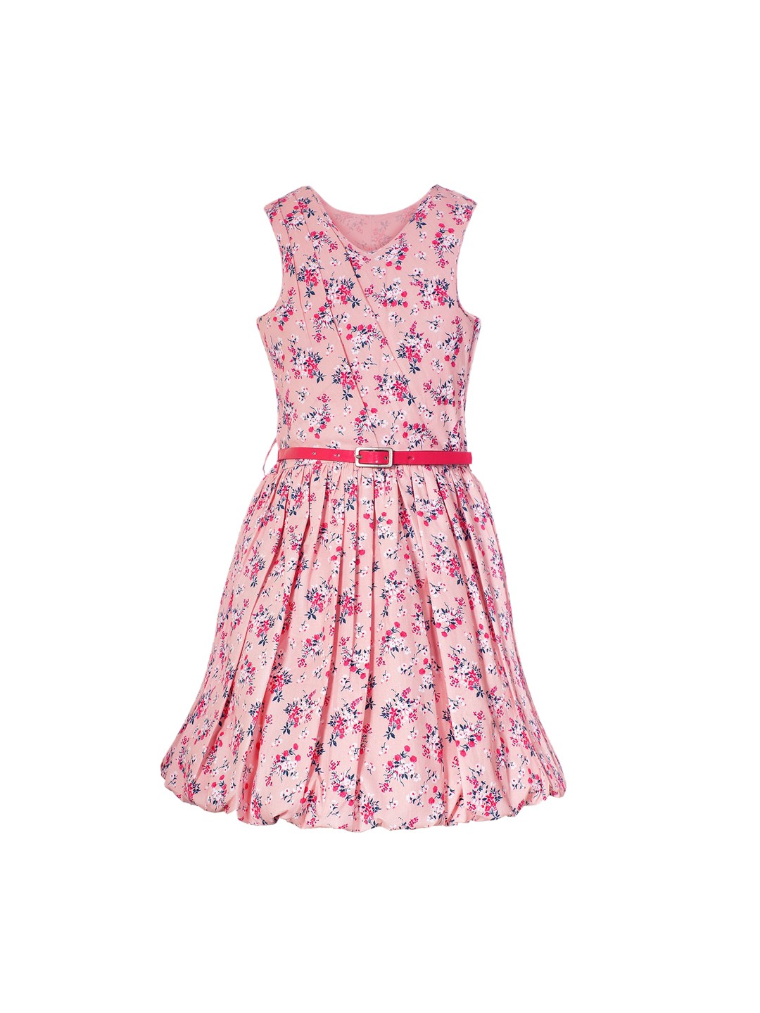 

Naughty Ninos Girls Pink & Blue Floral Printed Fit and Flare Dress