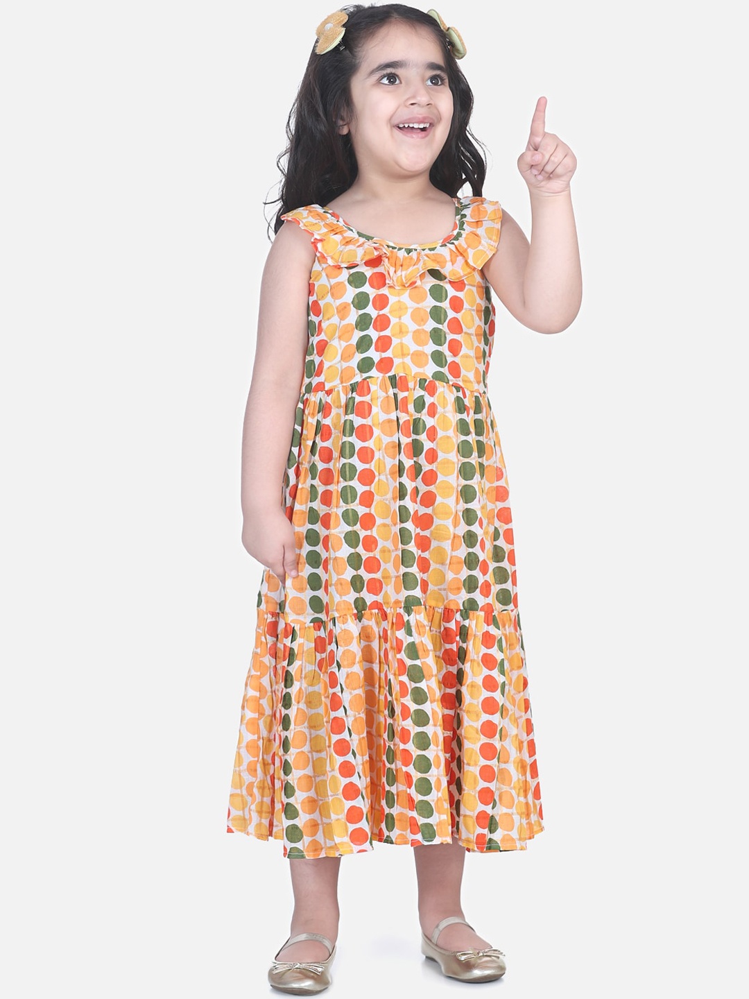 

BownBee Girls Yellow Printed Fit and Flare Dress