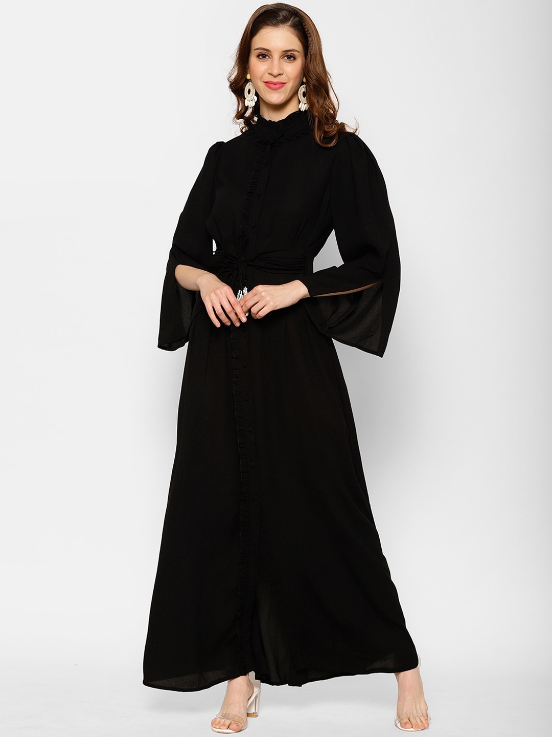 

KASSUALLY Women Black Solid Maxi Dress
