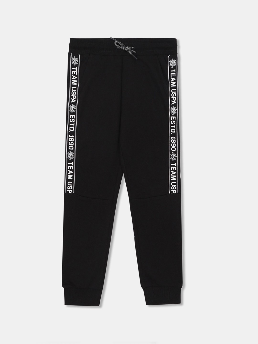 

U.S. Polo Assn. Kids Infant Boys Black & White Solid Straight-Fit Track Pants