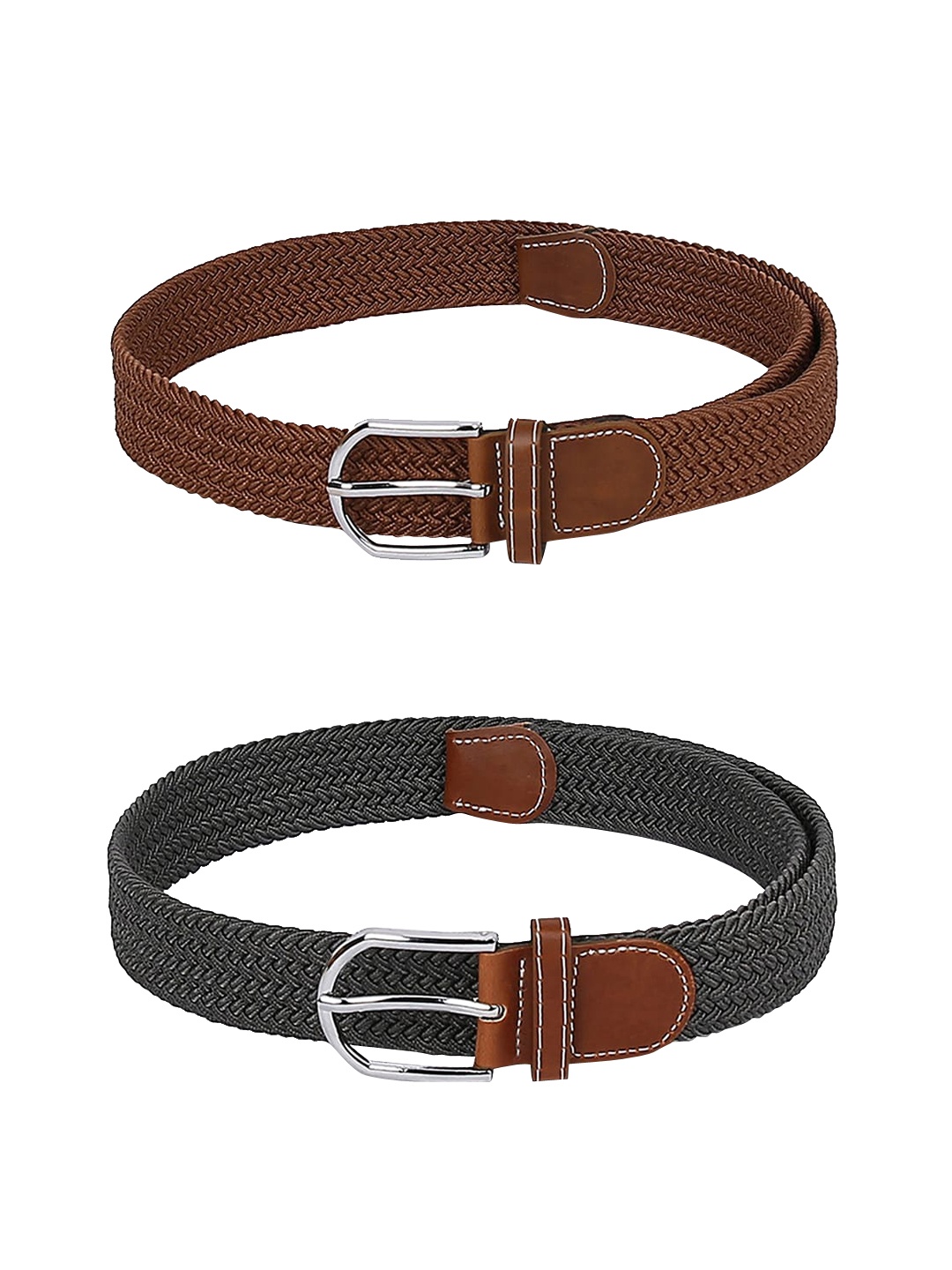 

CRUSSET Women Pack of 2 Woven Design Belts, Tan