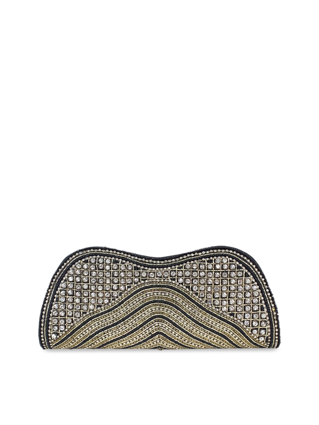 Spice Art Black & White Embellished Embellished Clutch