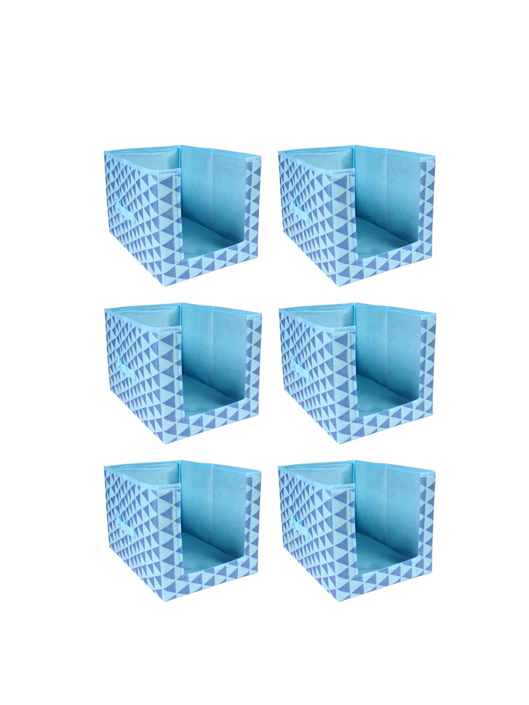 

prettykrafts Set Of 6 Geometric Shirt Stacker Closet Organisers, Blue