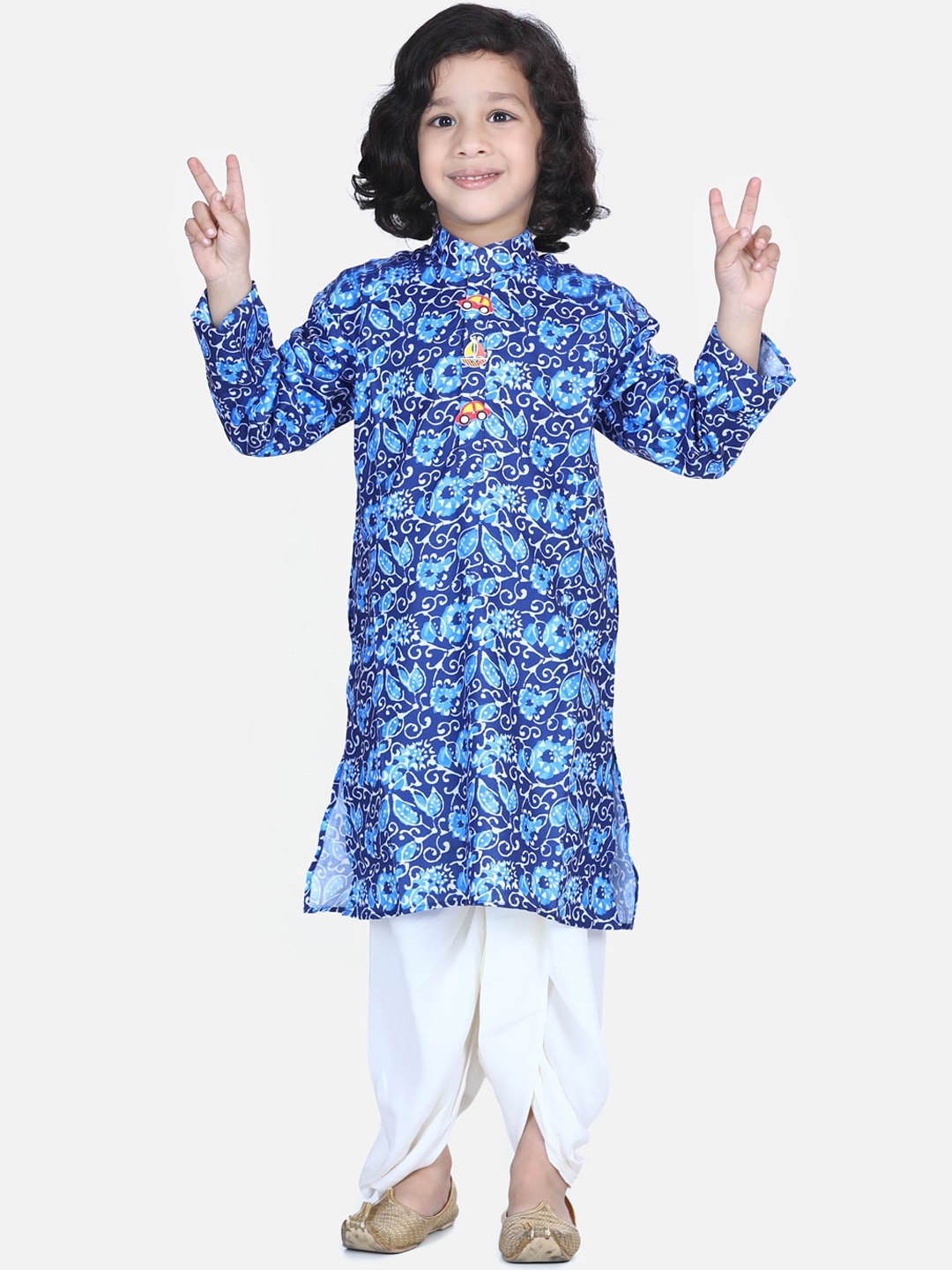 

LilPicks Boys Blue & White Printed Kurta with Dhoti Pants