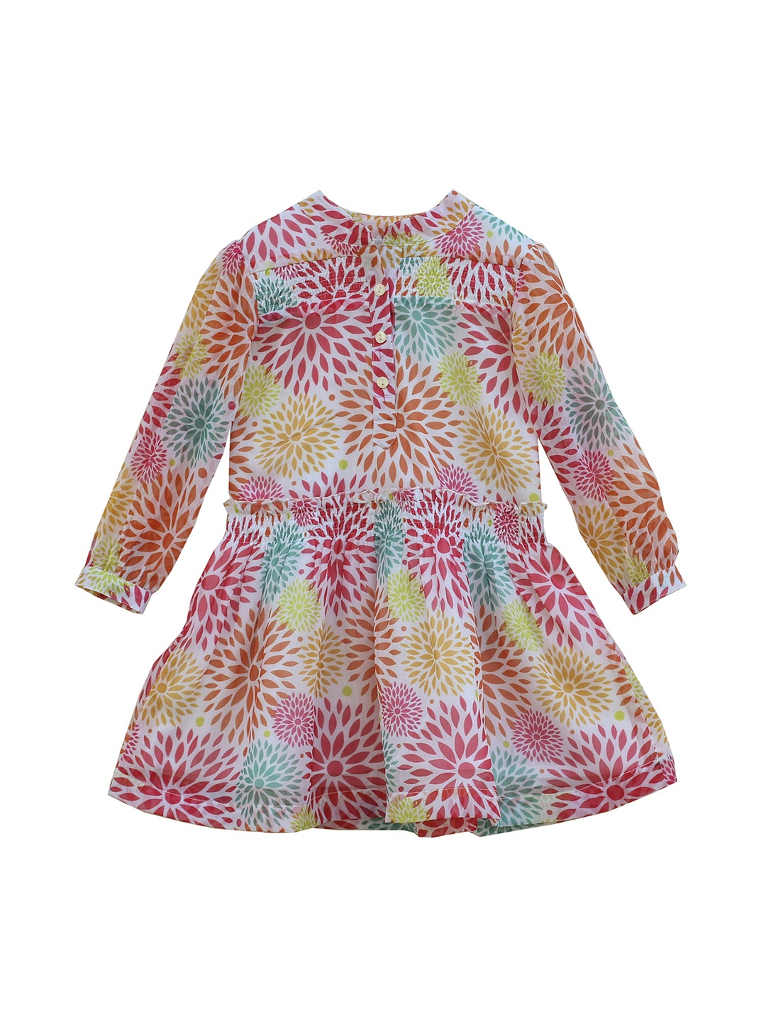 My Little Lambs Girls Multicoloured Printed Fit and Flare Dress, Multi