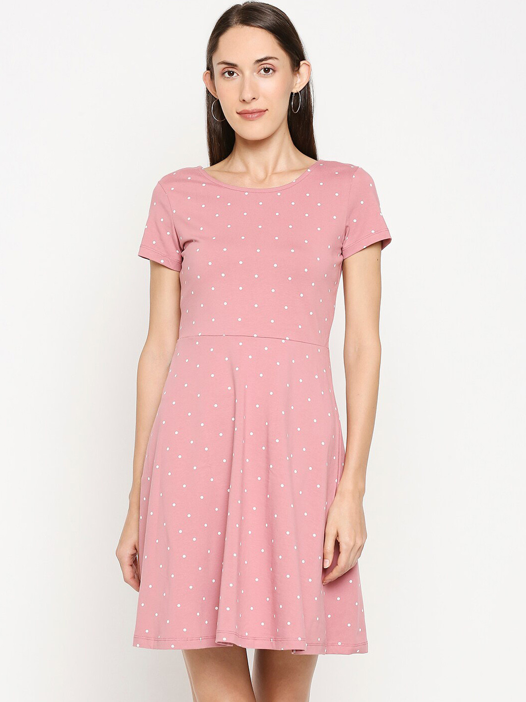 

Honey by Pantaloons Women Pink Printed Fit and Flare Dress