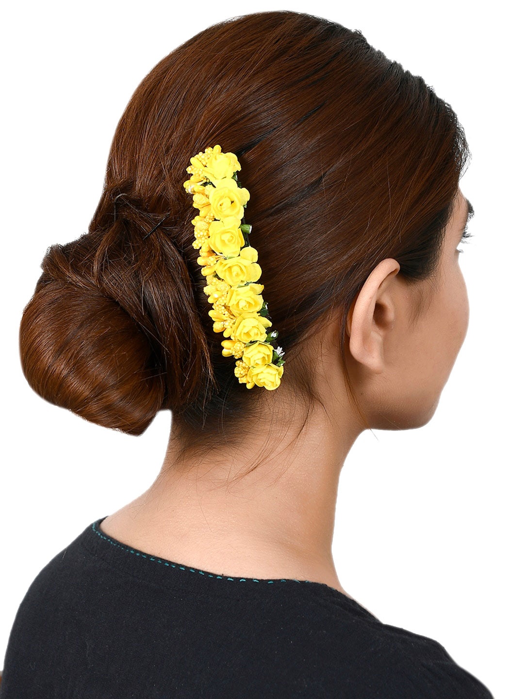 

Silvermerc Designs Yellow & Brown Embellished Comb Pin