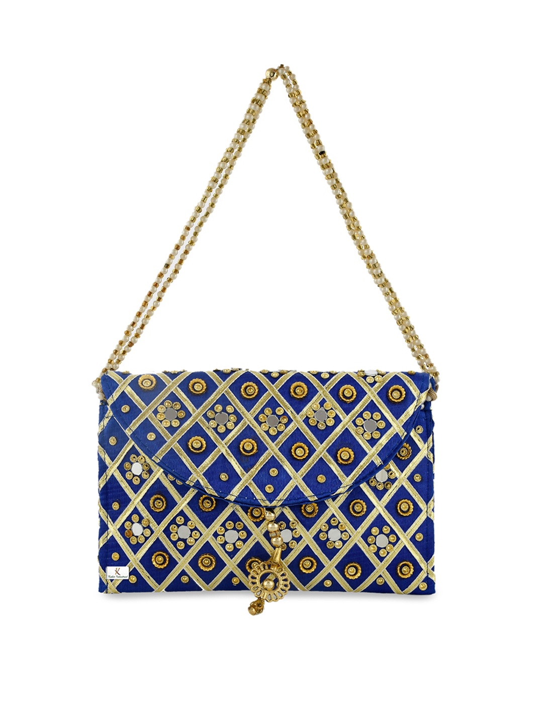 

Kuber Industries Blue & Gold-Toned Embellished Sling Bag