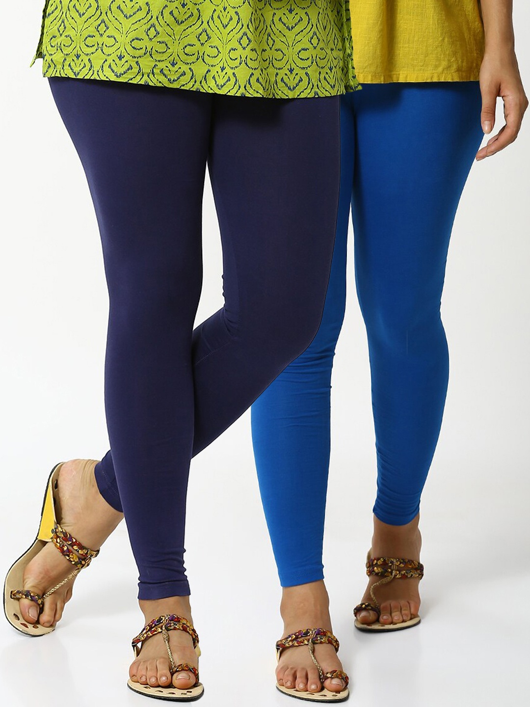 

De Moza Women Pack Of 2 Solid Ankle-Length Leggings, Navy blue