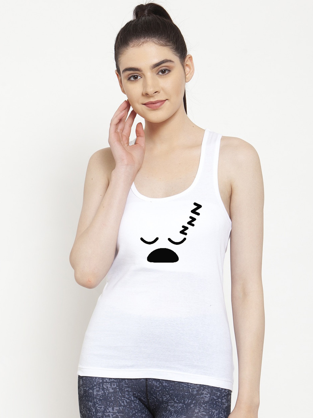 Friskers White & Black Print Tank Top