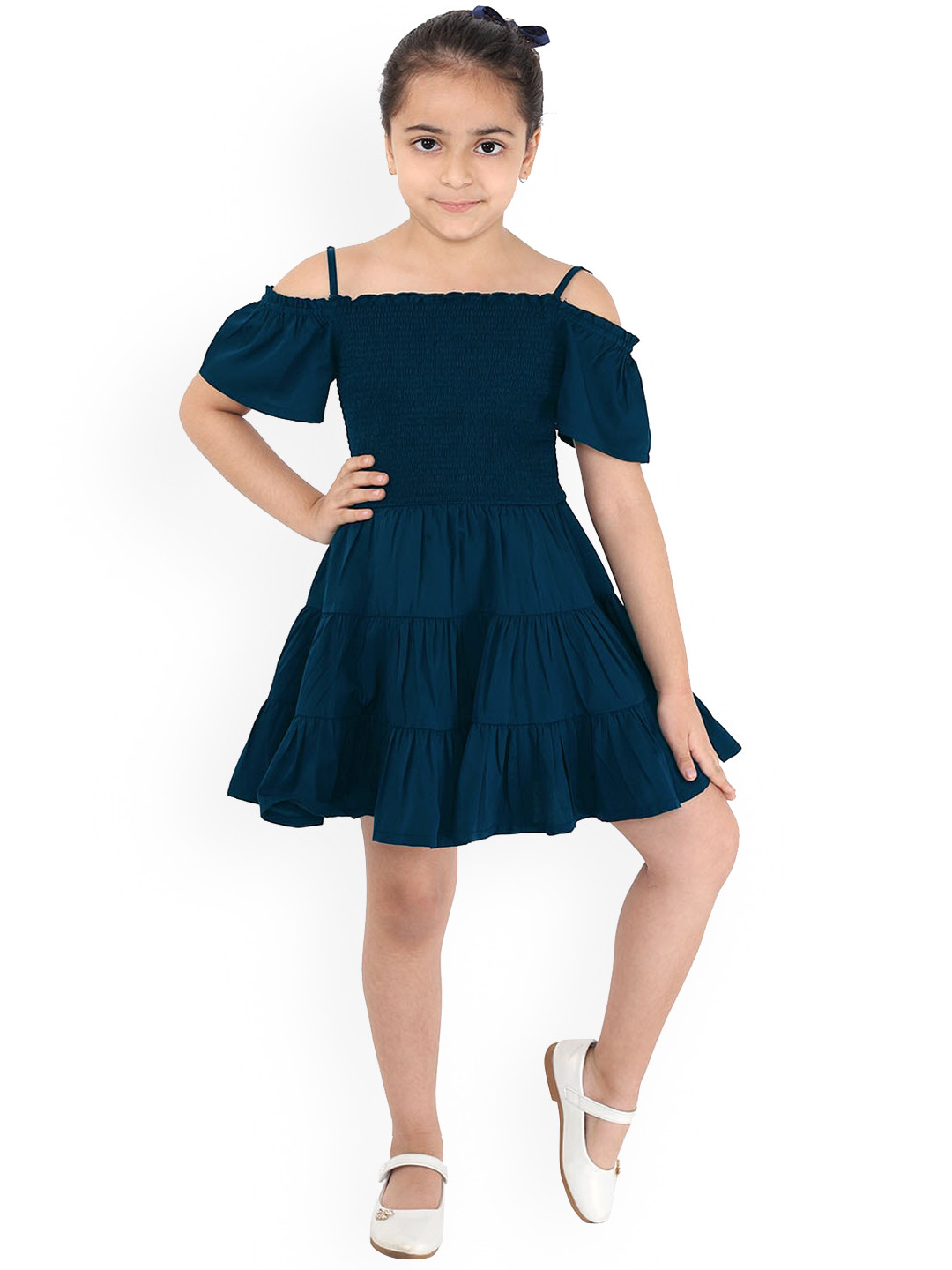 

Naughty Ninos Girls Teal Green Solid Fit and Flare Dress