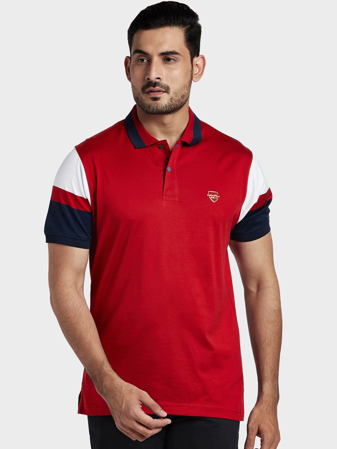 

ColorPlus Men Red Solid Mandarin Collar T-shirt