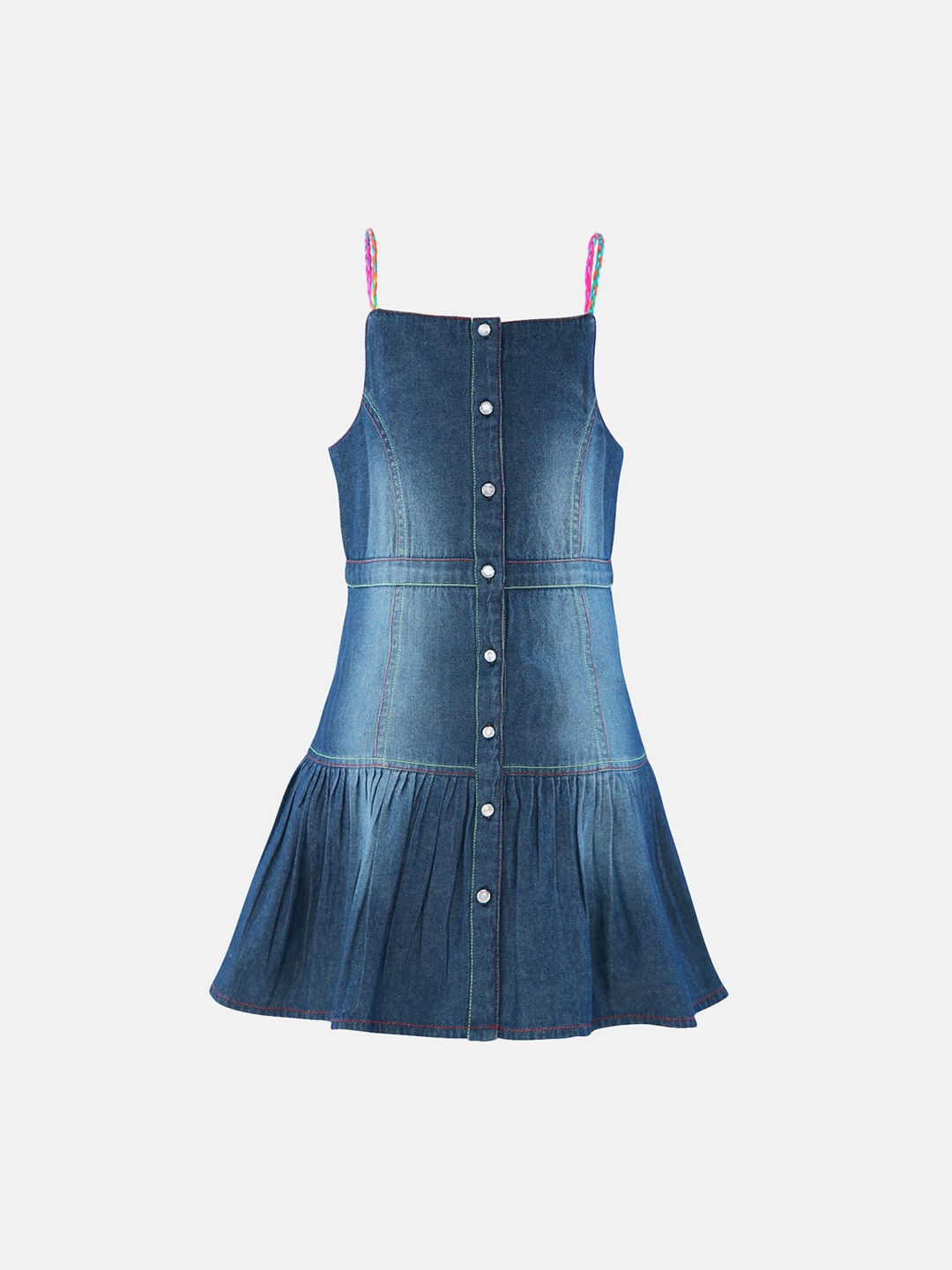 

Naughty Ninos Girls Blue Solid Drop-Waist Dress