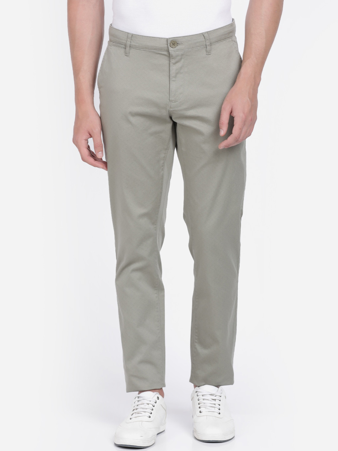 

Crocodile Men Green Slim Fit Solid Chinos