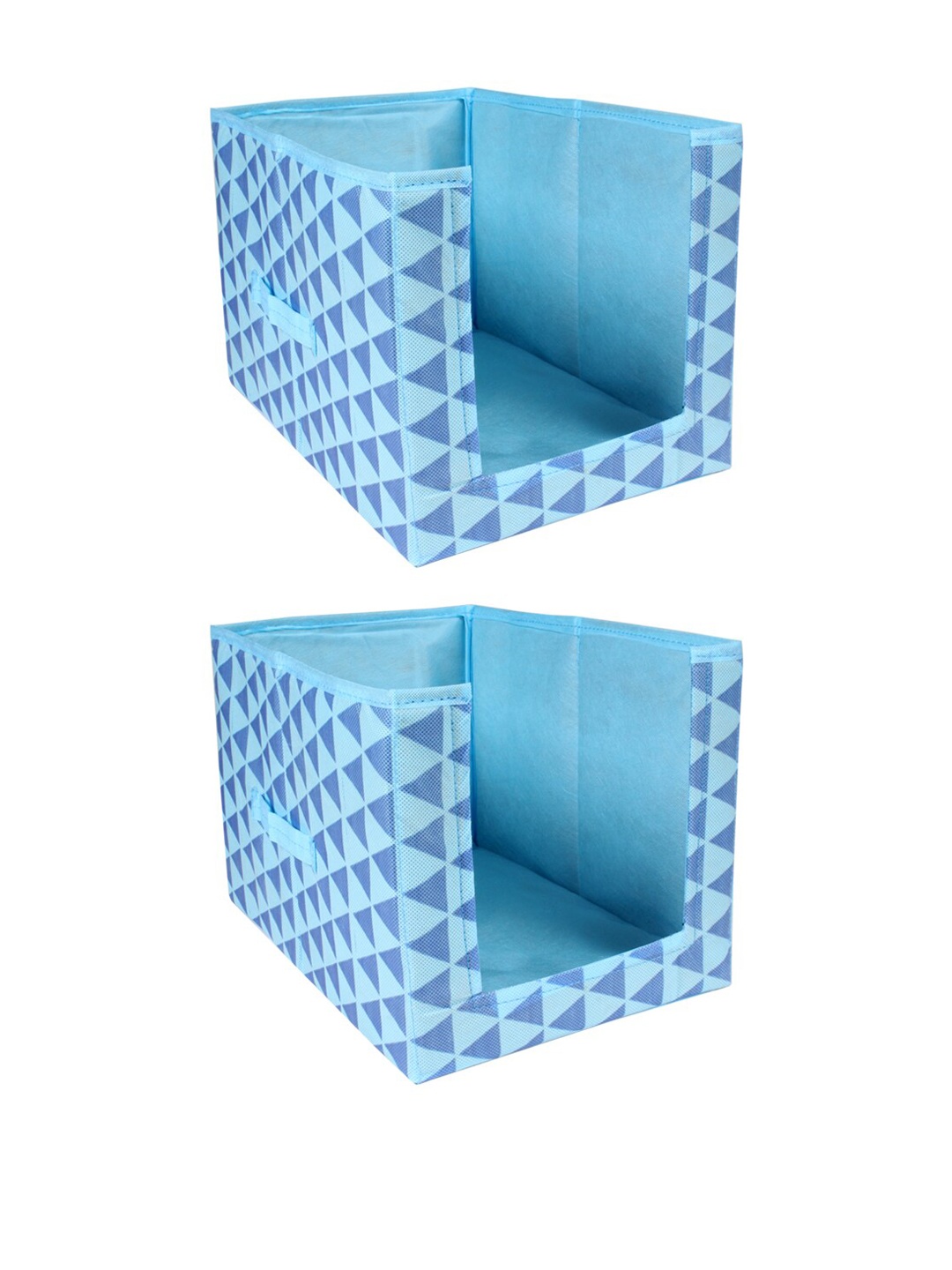 

prettykrafts Set Of 2 Blue Geometric Shirt Stacker Closet Organisers