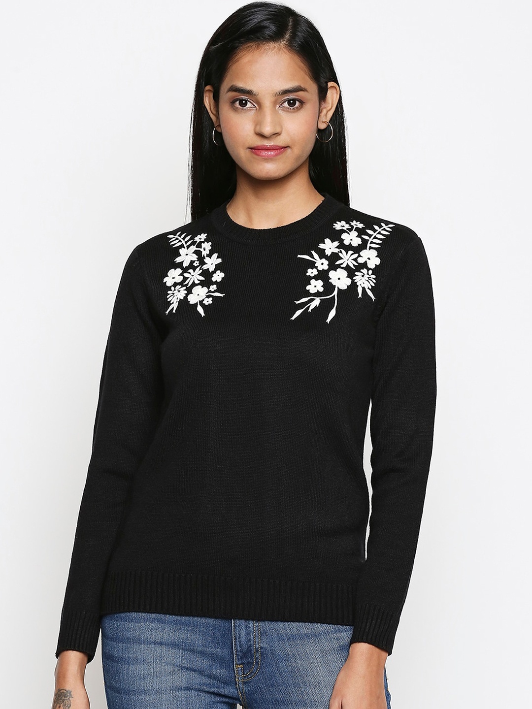 

Honey by Pantaloons Women Black Embroidered
