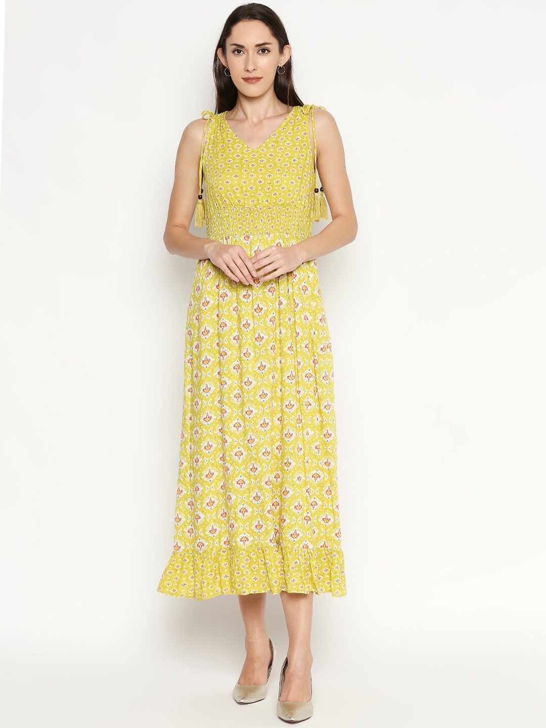 

People Women Green Printed A-Line Dress