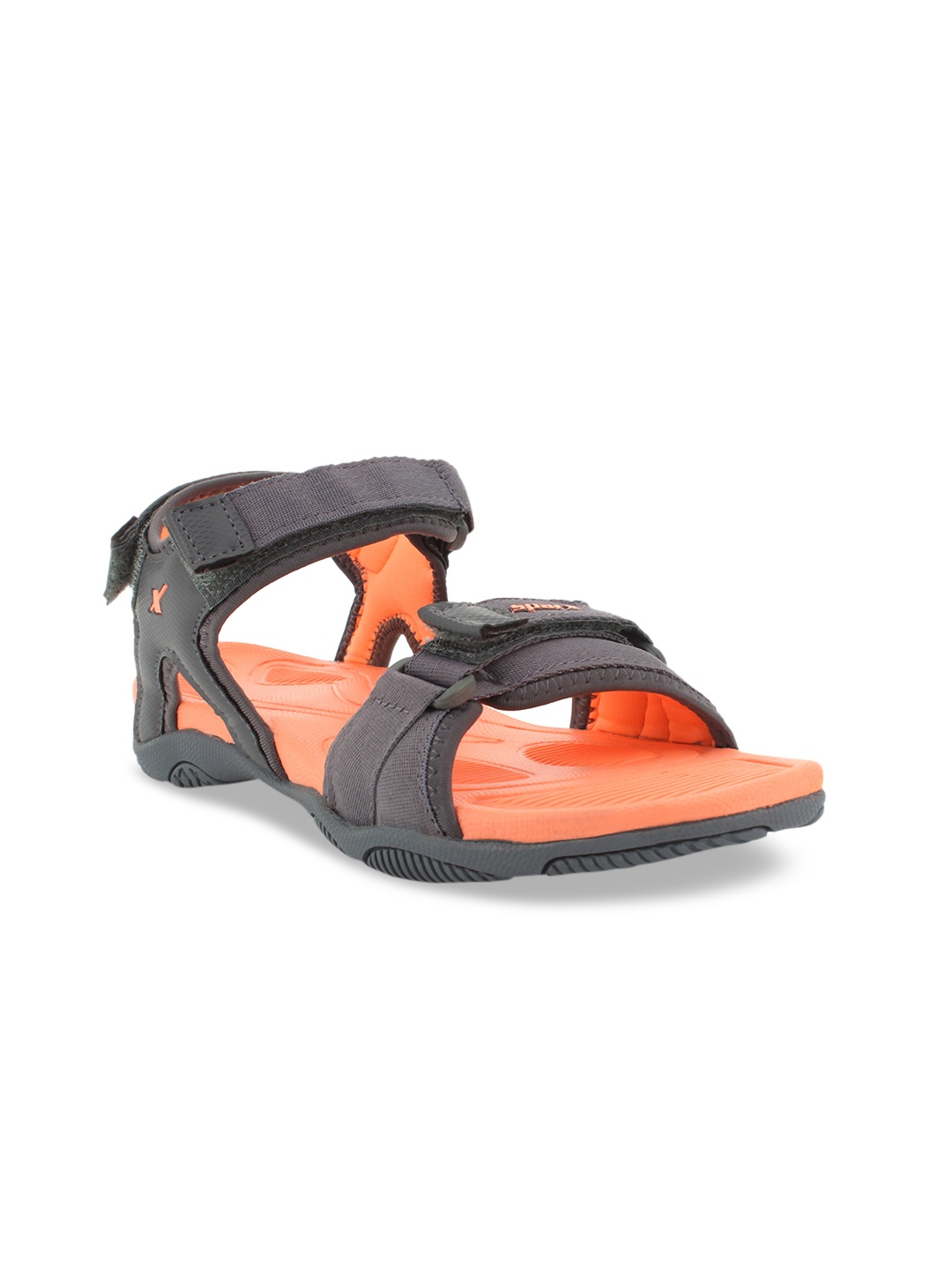 

Sparx Women Grey & Orange Solid Sports Sandals