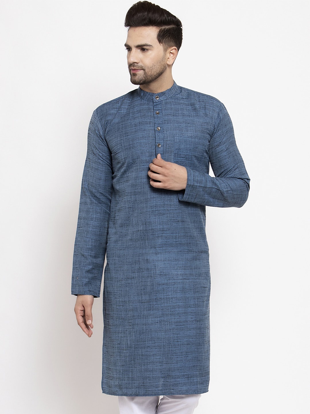 

Jompers Men Blue Mandarin Collar Kurta