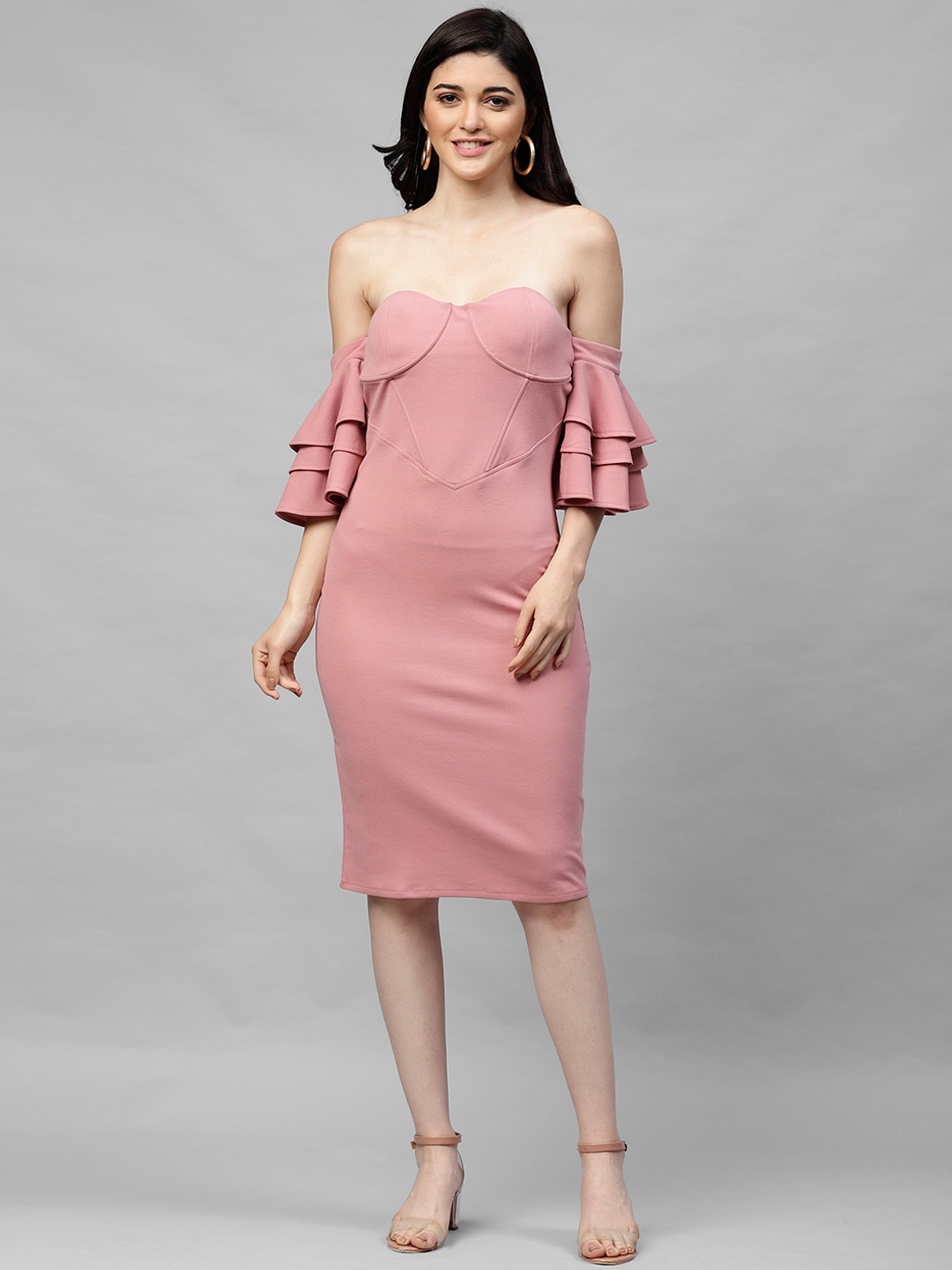 Athena Women Pink Solid Sheath Dress