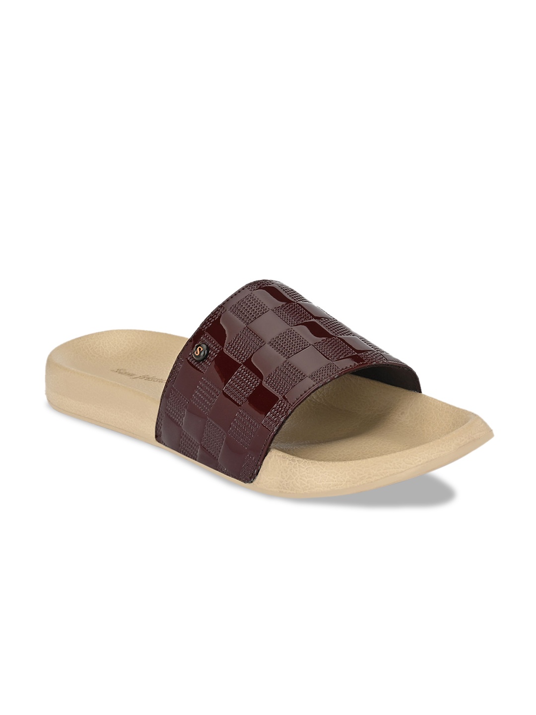 

San Frissco Men Burgundy & Beige Self Design Sliders