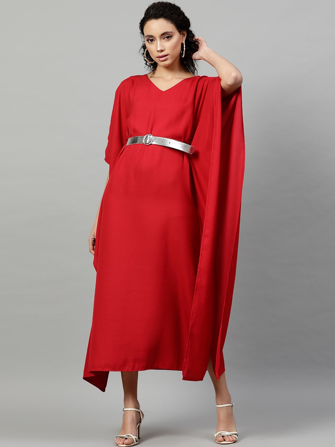 

STREET 9 Women Red Solid Kaftan Dress