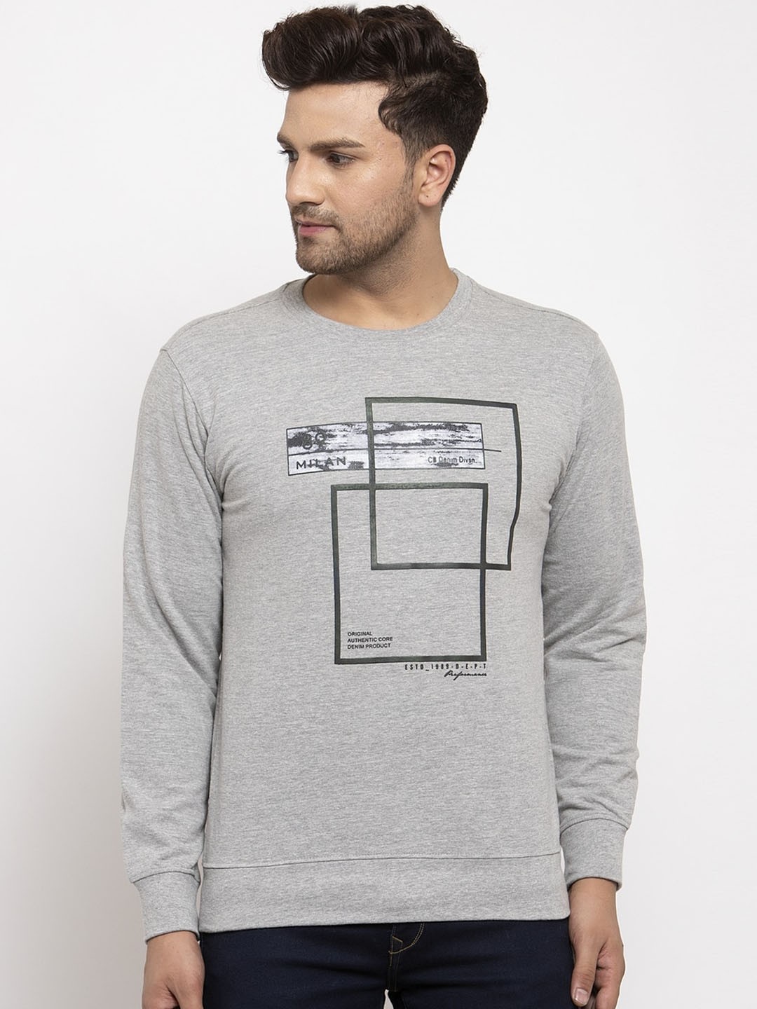

Cantabil Men Grey Printed Round Neck T-shirt