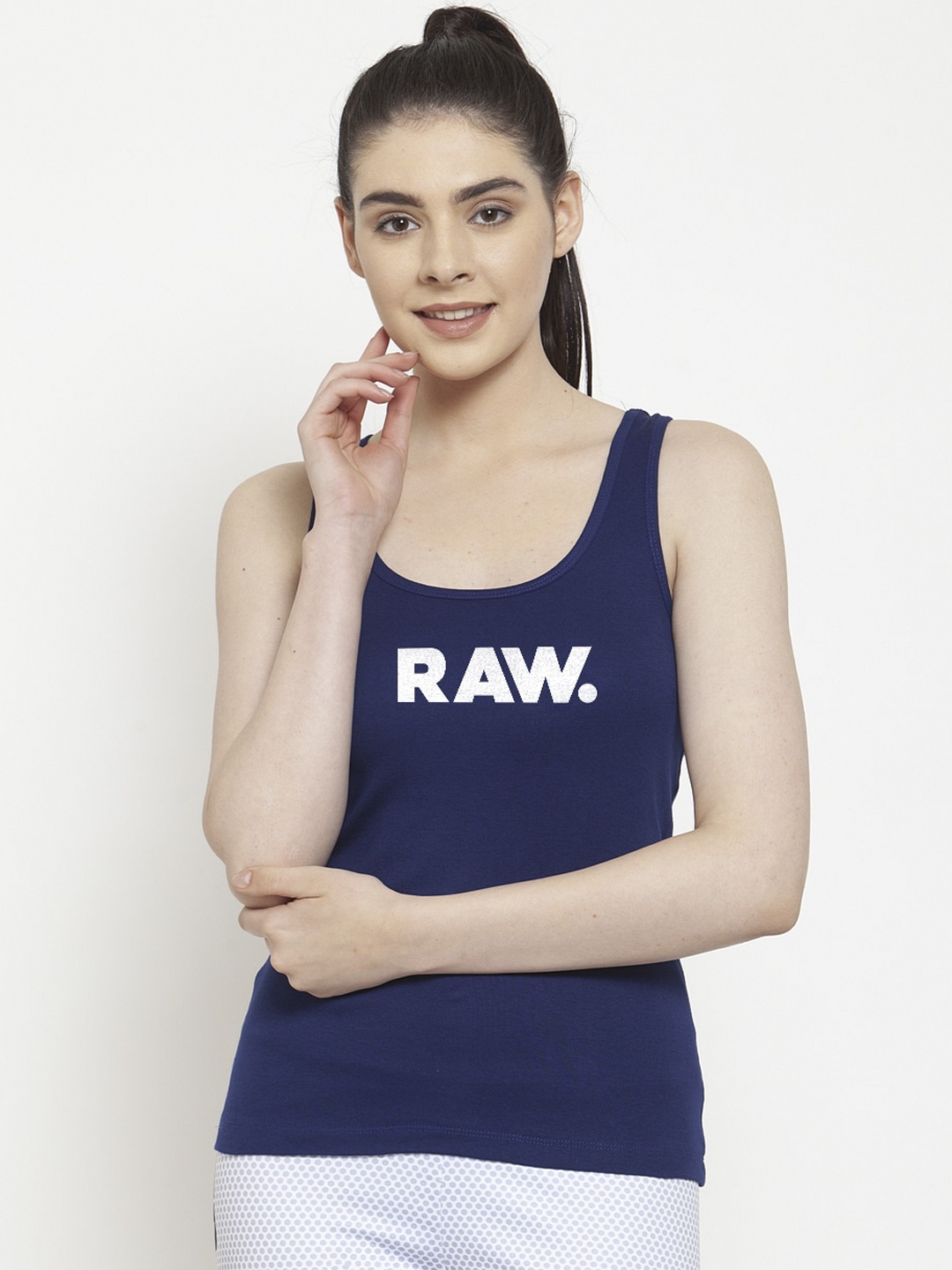 

Friskers Blue & White Print Tank Top